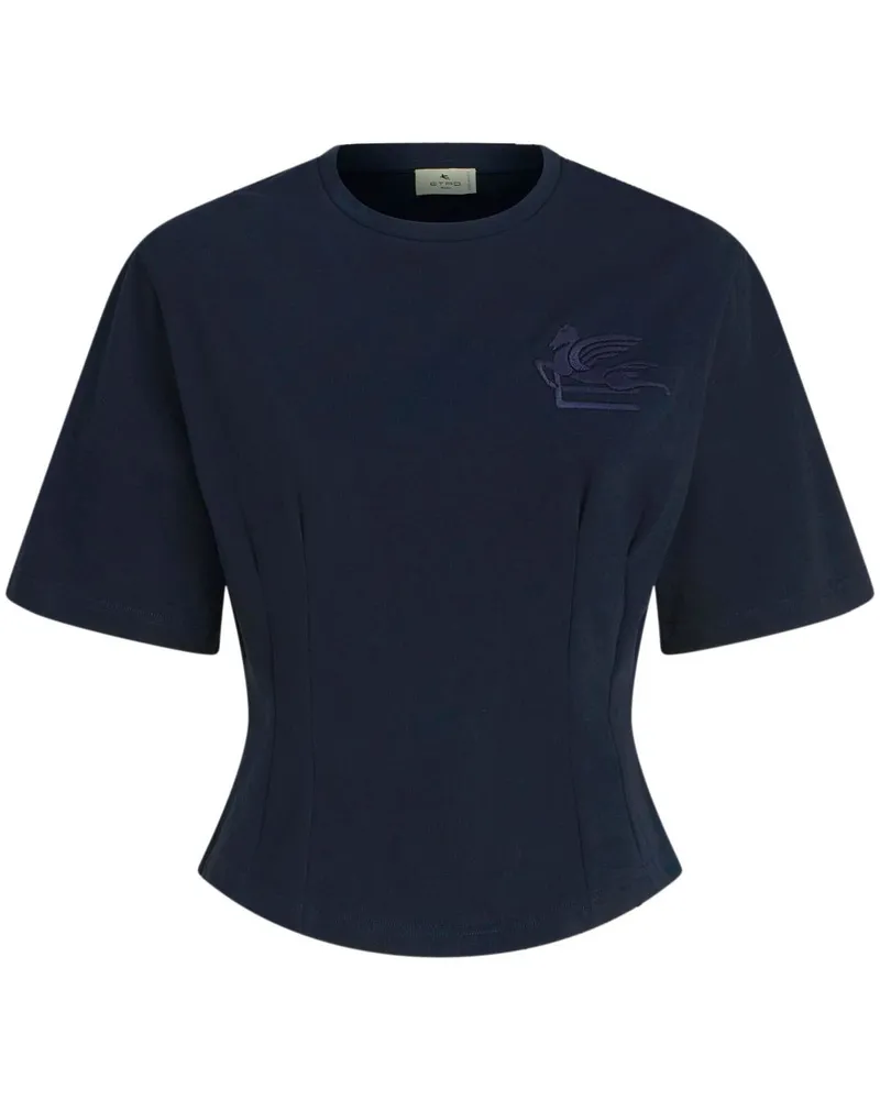Etro Cropped-T-Shirt mit Pegaso - Blau Blau