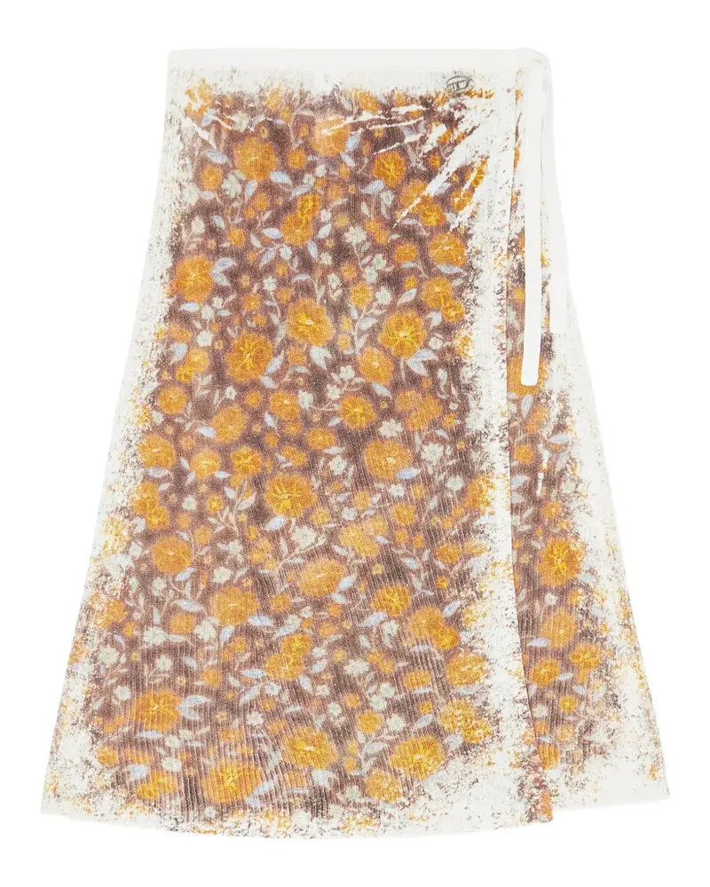 Diesel Gerippter B-Blomette Wickelrock mit Blumen - Braun Braun