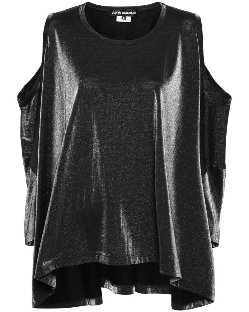 Junya Watanabe T-Shirt mit Lamé-Optik - Schwarz Schwarz