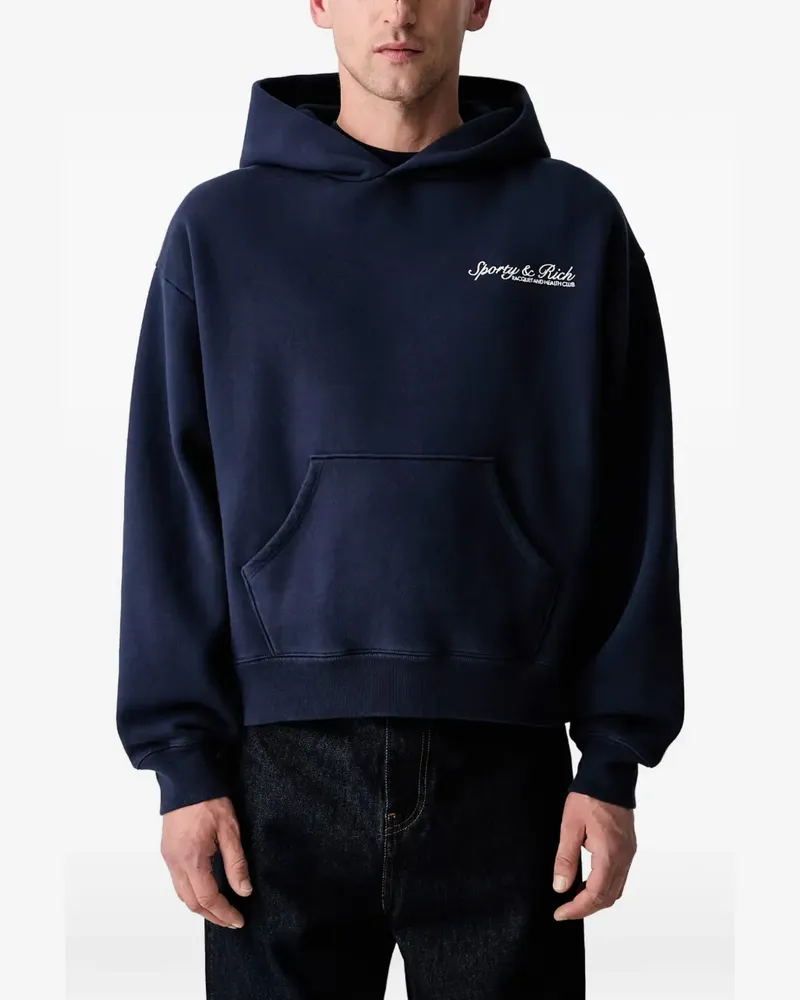 SPORTY & RICH logo-embroidered hoodie - Blau Blau