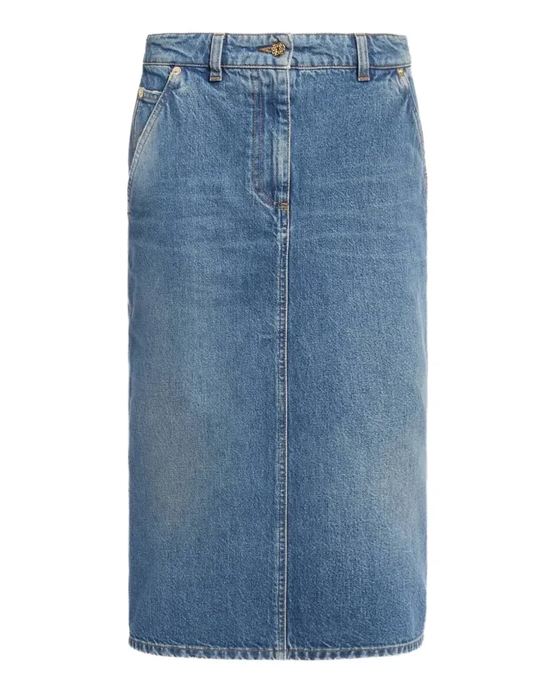 Elie Saab Schmaler Midirock aus ausgeblichenem Denim - Blau Blau