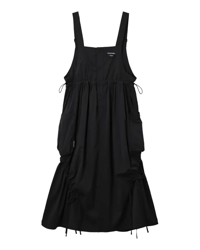 Musium Div. Gerafftes Latzkleid - Schwarz Schwarz