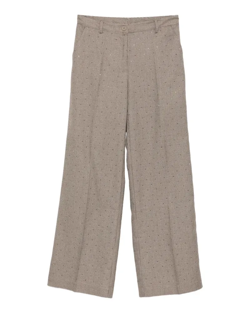 P.A.R.O.S.H. P.A.R.O H. Verzierte Hose mit Hahnentrittmuster - Nude Nude