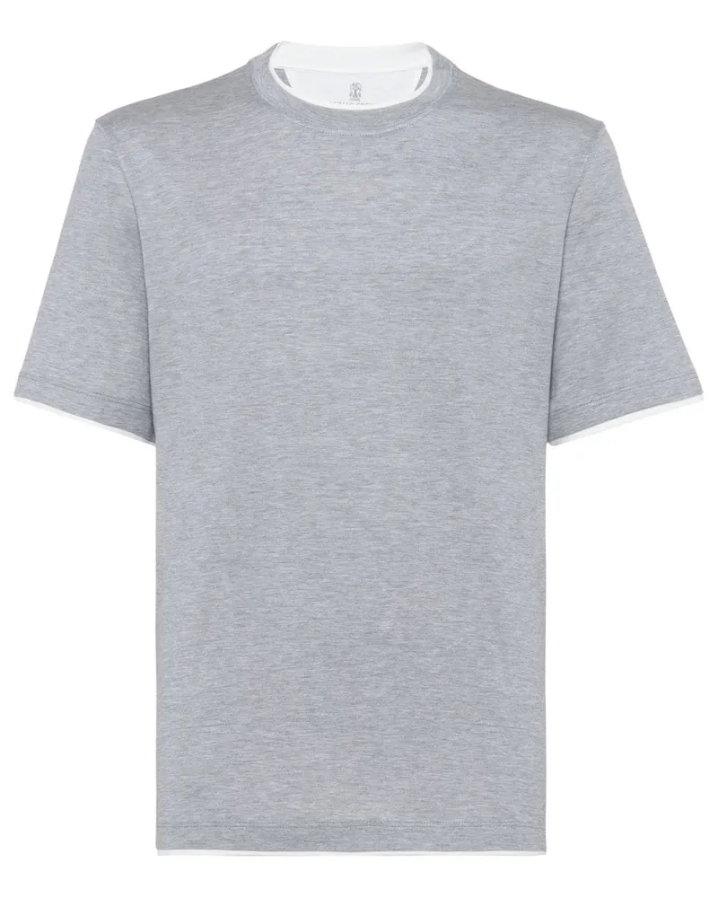 Brunello Cucinelli Jersey-T-Shirt mit Kontrastdetails - Grau Grau
