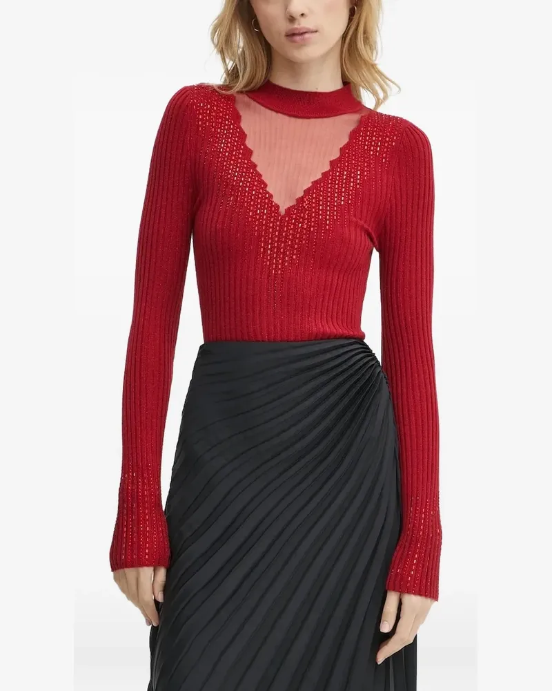 Guess Gerippter Pullover mit Kristallen - Rot Rot