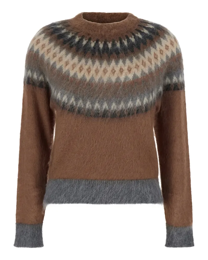 Max Mara Fair Isle Pullover aus Wolle und Mohär - Braun Braun