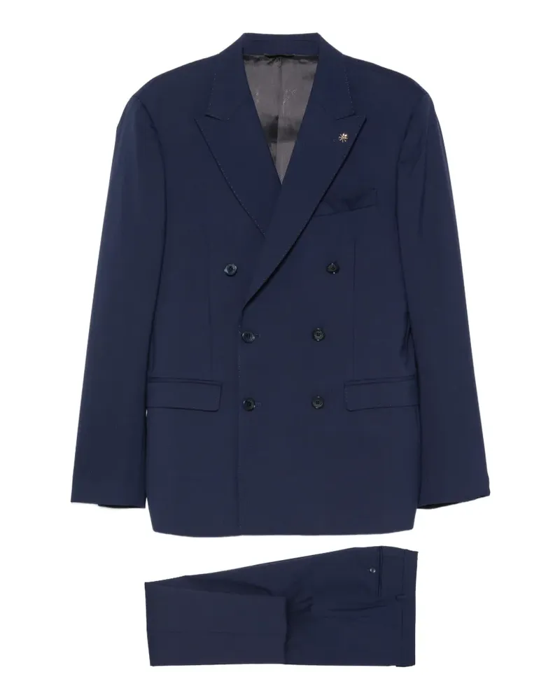 Manuel Ritz double-breasted peak-lapel suit - Blau Blau