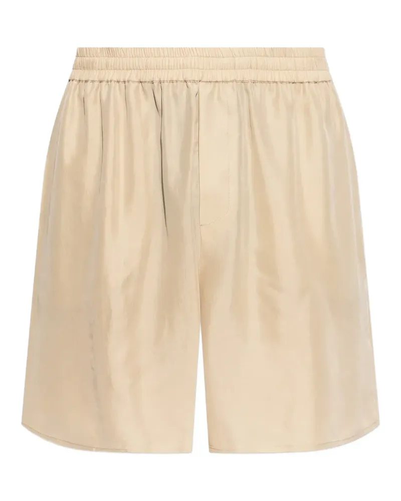 Balmain elasticated-waistband logo-print shorts - Nude Nude