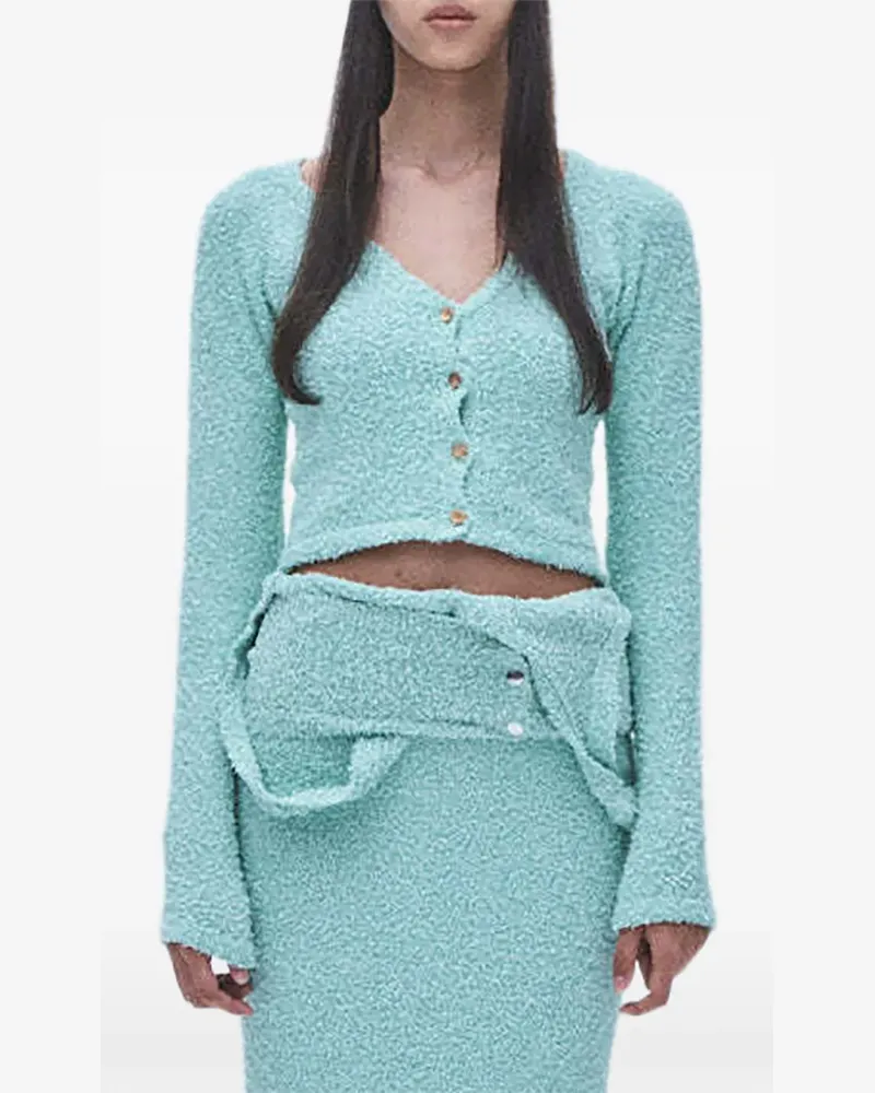 Muller of Yoshiokubo textured-knit V-neck cardigan - Grün Grün