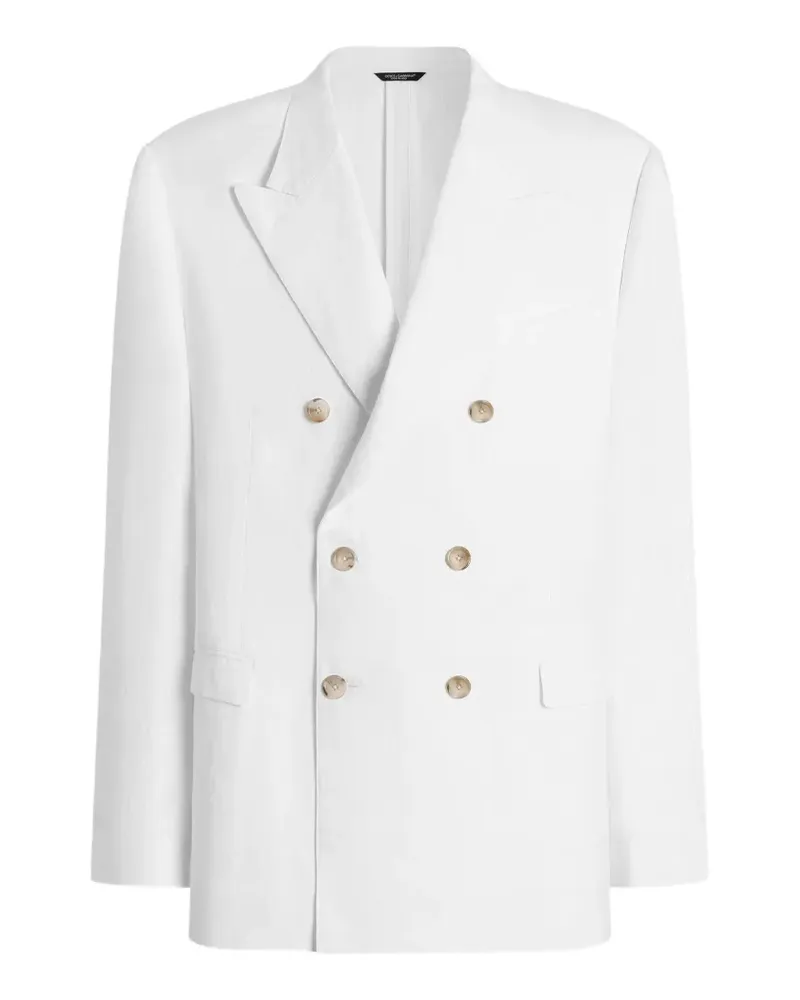Dolce & Gabbana Doppelreihige Taormina Leinenjacke - Weiß Weiß