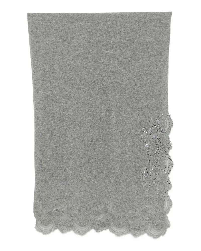 Ermanno Scervino lace-trimmed sequin-embellished scarf - Grau Grau