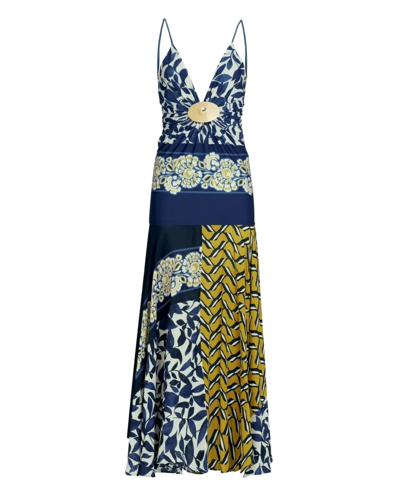 Silvia Tcherassi Maxikleid mit Blumen-Print - Blau Blau