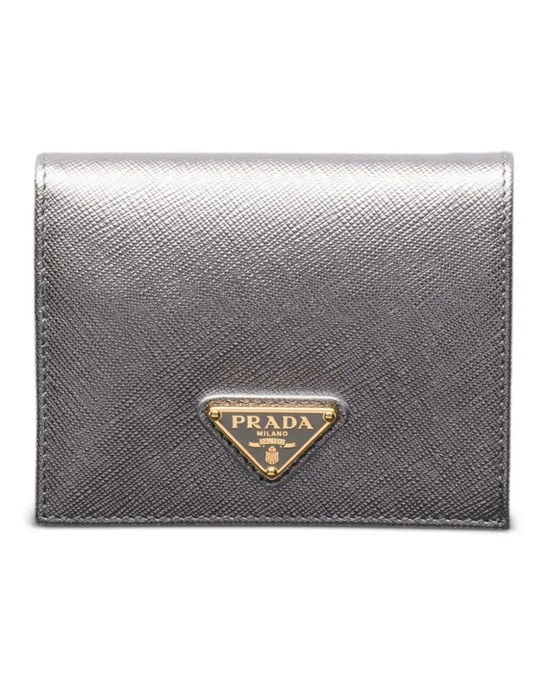 Prada triangle-logo leather wallet - Grau Grau