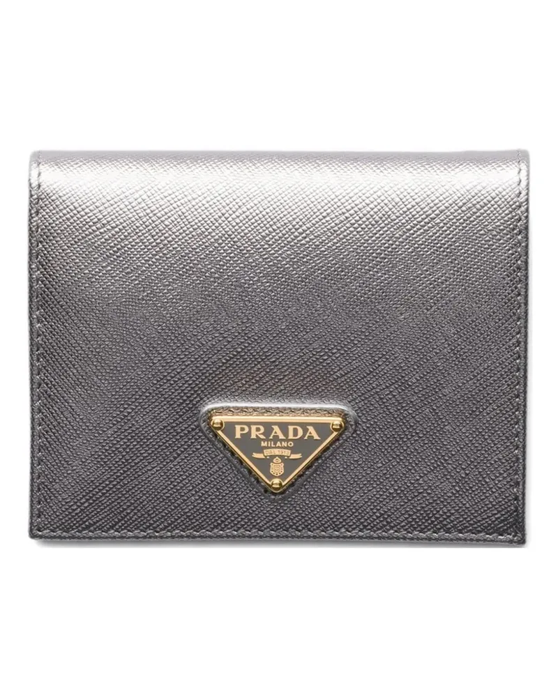 Prada triangle-logo leather wallet - Grau Grau