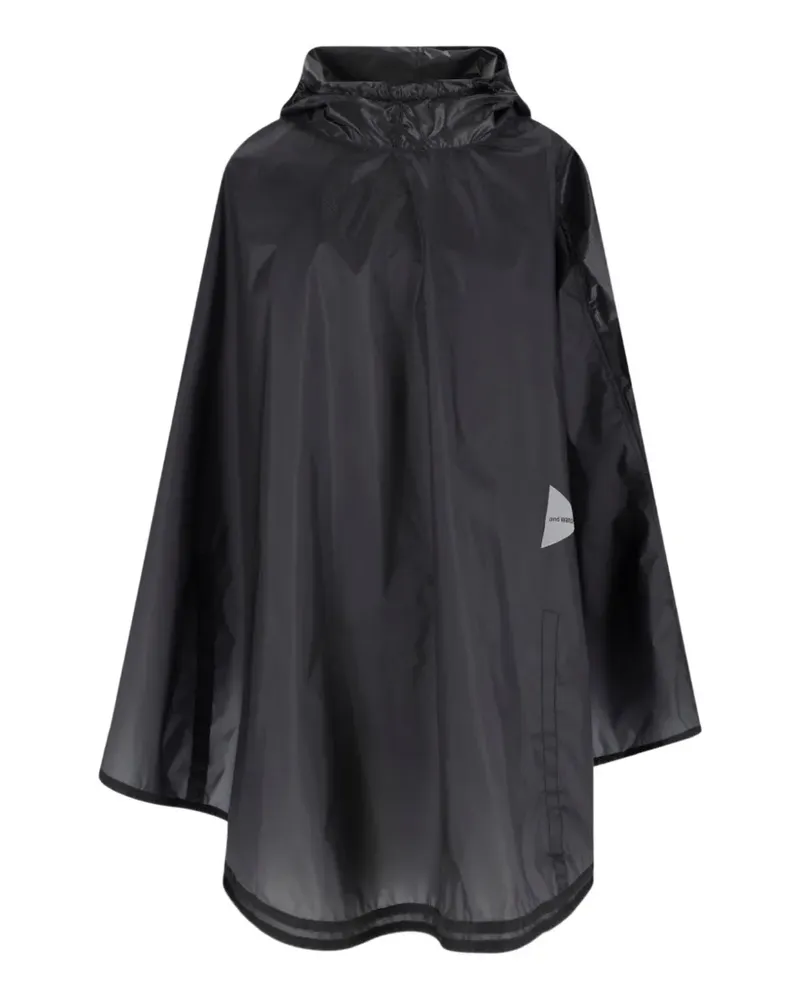 and wander Wasserdichter Ripstop-Poncho mit Kapuze - Schwarz Schwarz