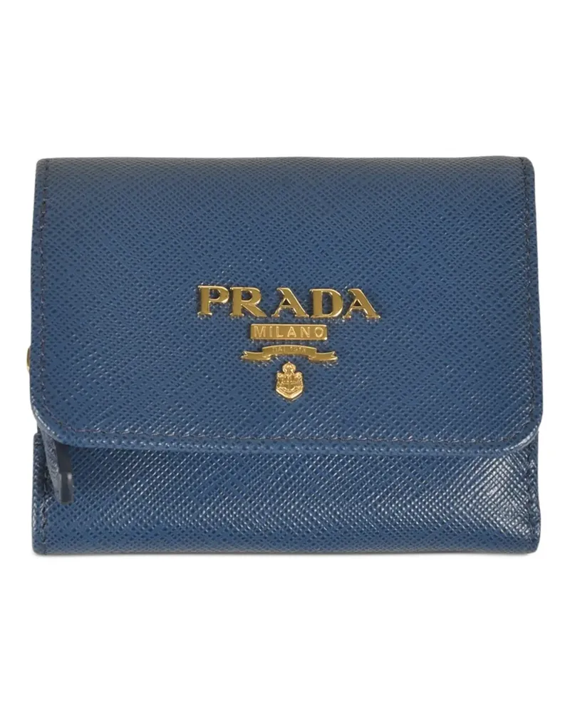 Prada Portemonnaie mit Logo-Schild - Blau Blau