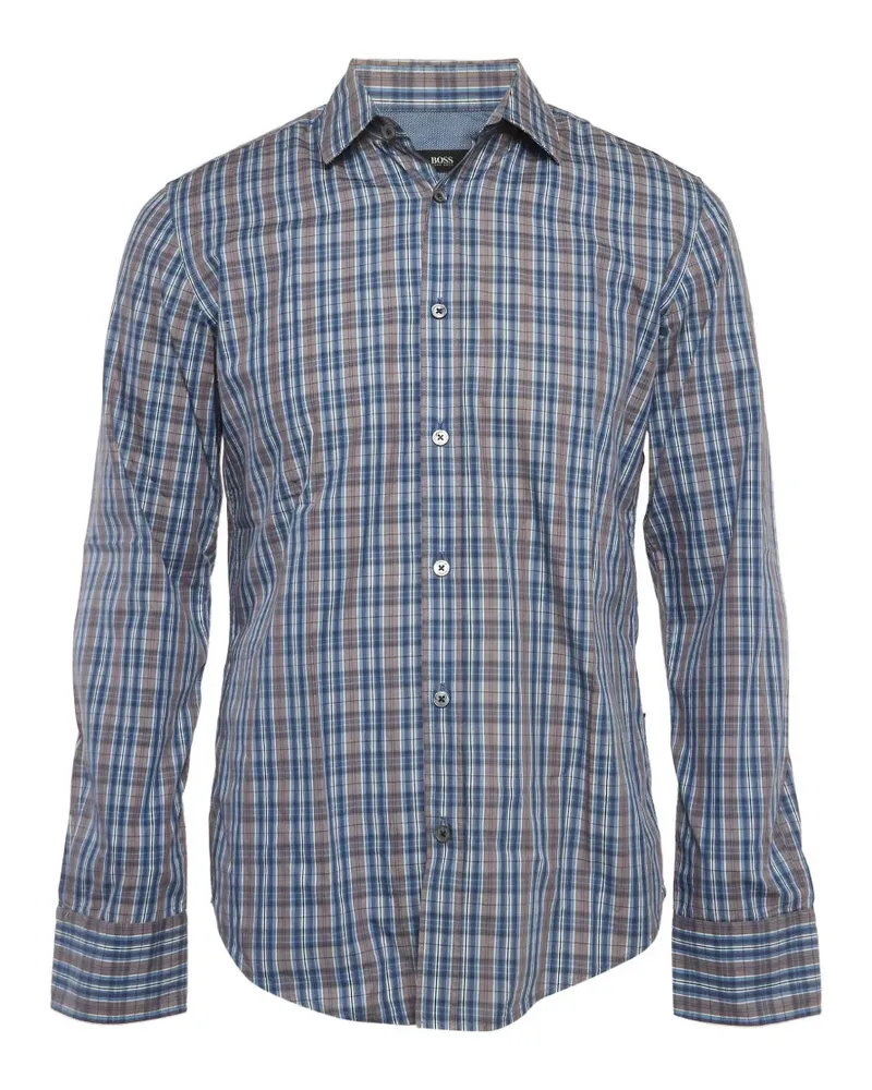 HUGO BOSS Kariertes Hemd mit schmalem Schnitt - Blau Blau