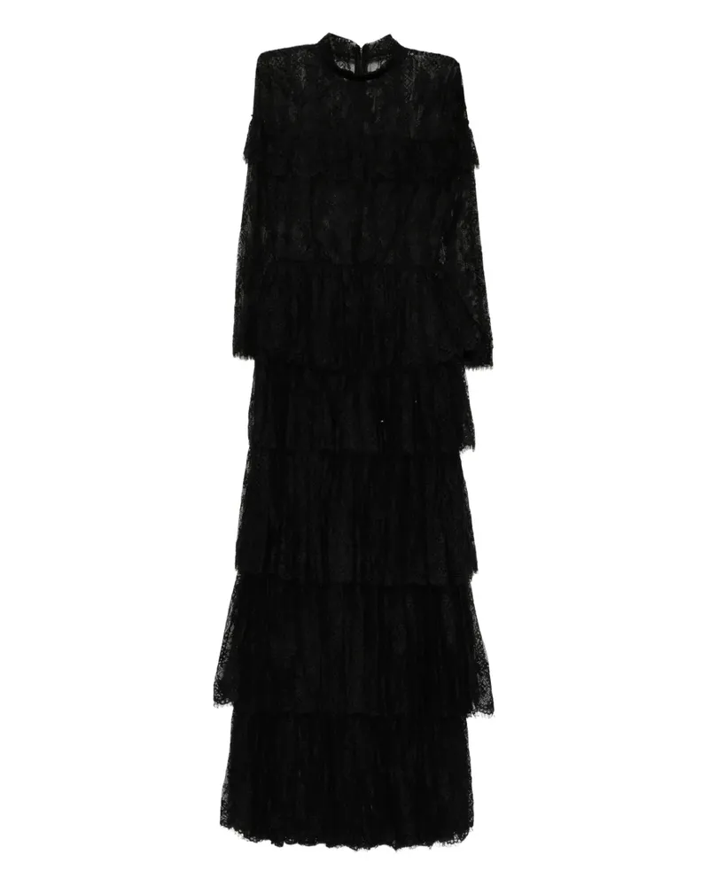 Saiid Kobeisy Langes Spitzenkleid - Schwarz Schwarz