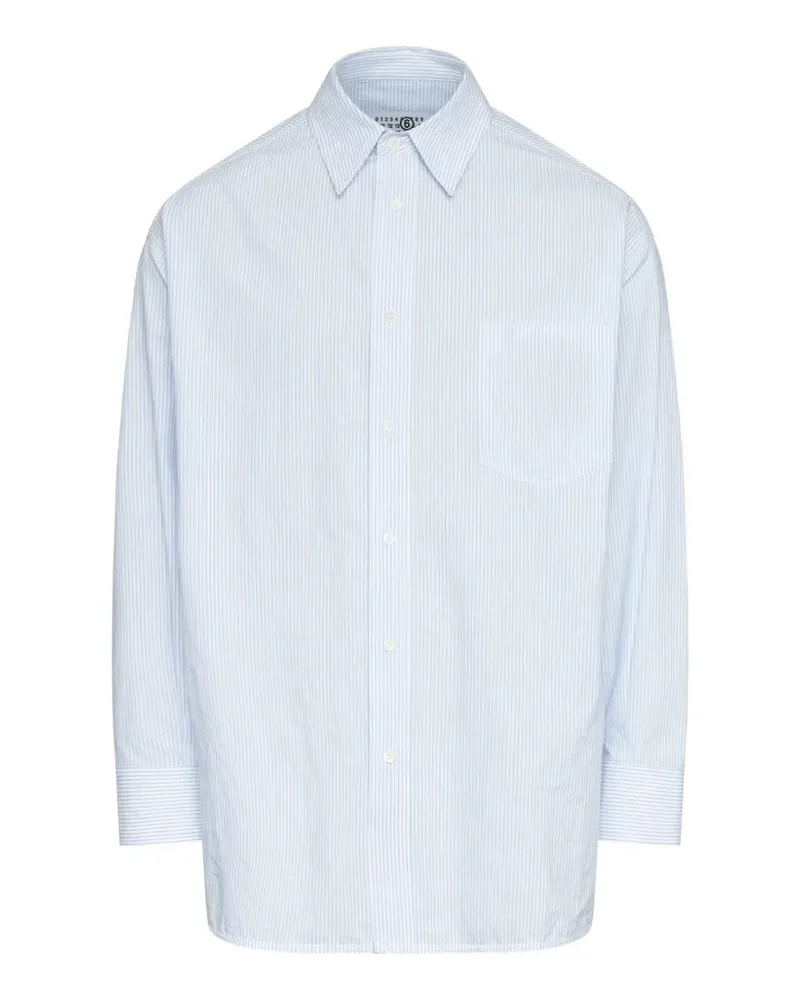 Maison Margiela Gestreiftes Hemd mit Logo-Patch - Weiß Weiß