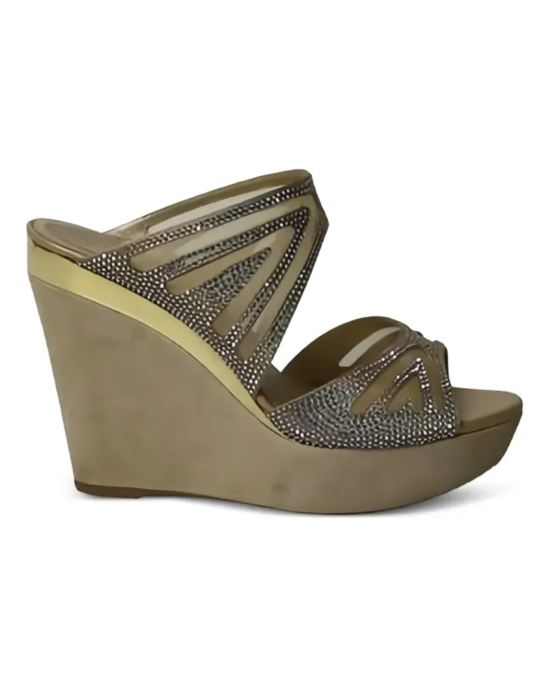 René Caovilla crystal-embellishment wedge sandals - Nude Nude