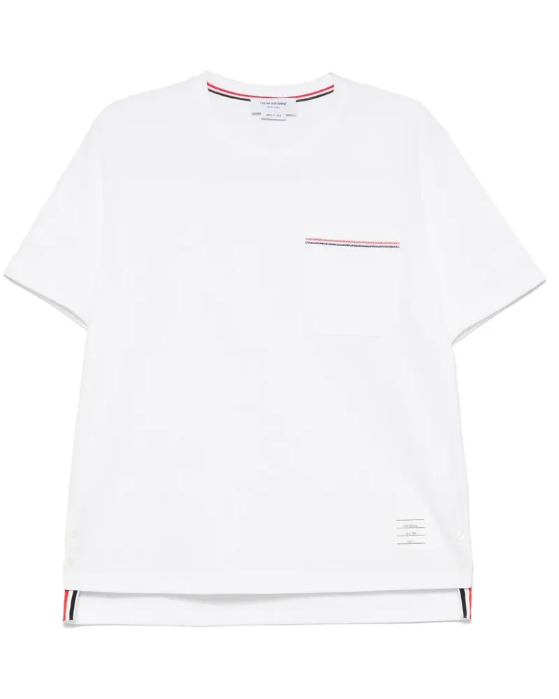 Thom Browne T-Shirt mit RWB-Besatz - Weiß Weiß