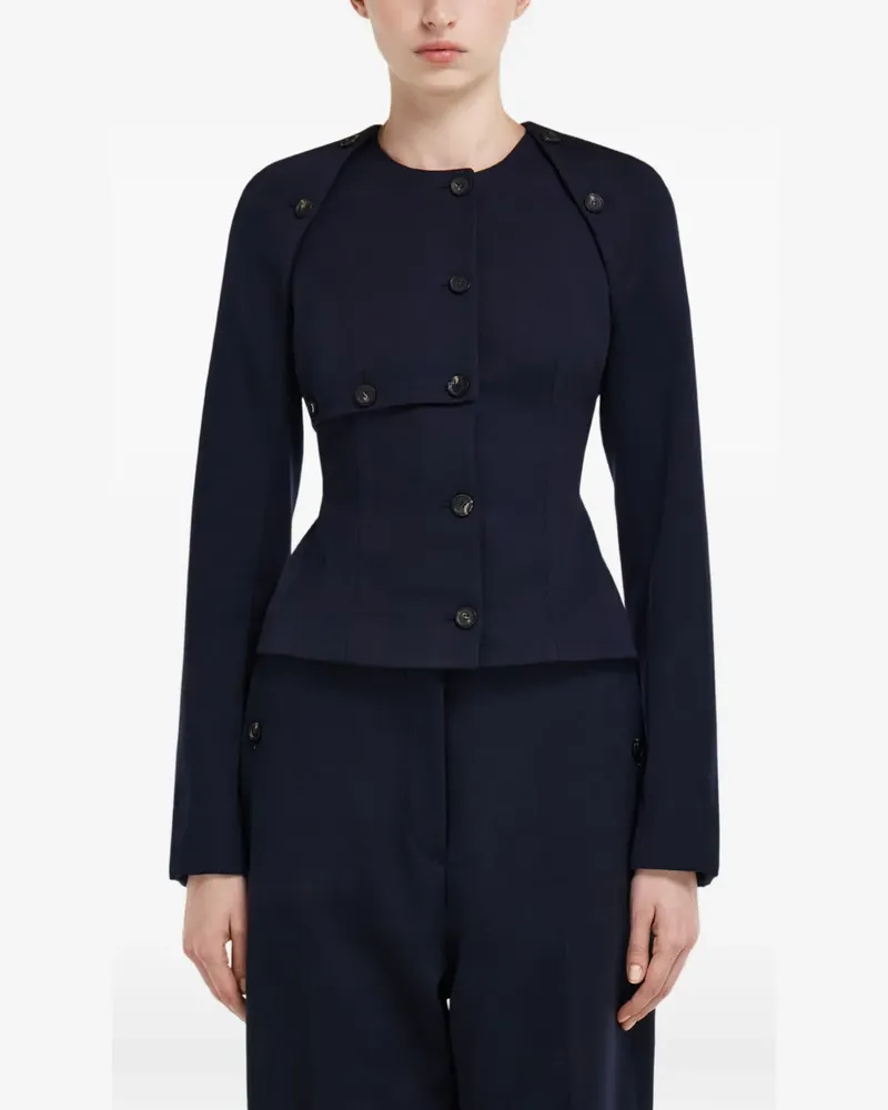 Ferragamo Cropped-Jacke mit Knopfdetail - Blau Blau