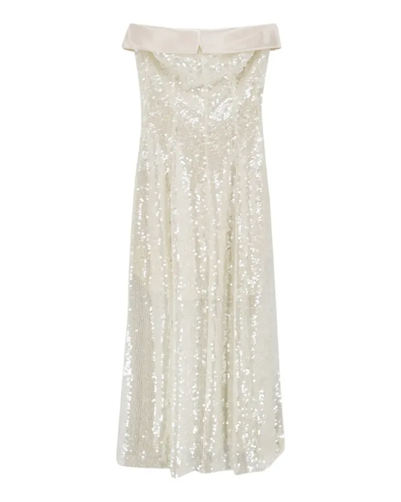 Alberta Ferretti Midikleid mit Pailletten - Weiß Weiß