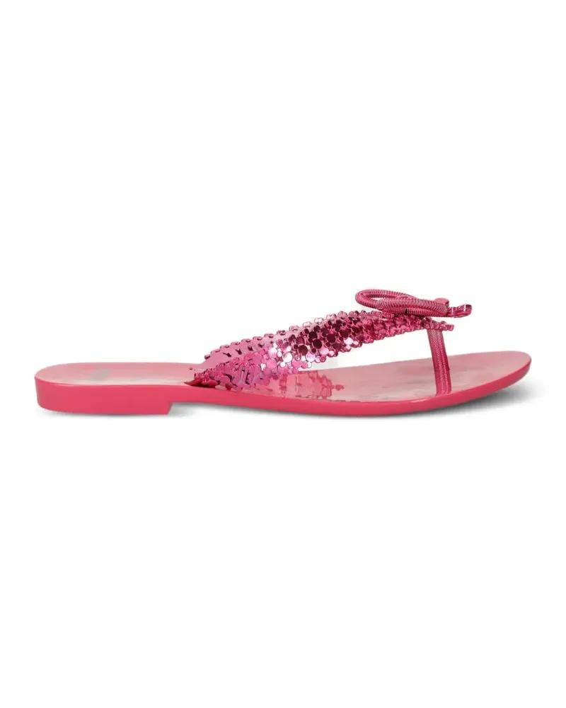 Melissa x Disney Harmonic Chrome sequin-embellished bow flip-flops - Rosa Rosa