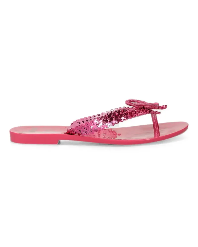 Melissa x Disney Harmonic Chrome sequin-embellished bow flip-flops - Rosa Rosa