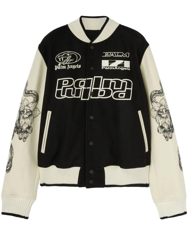 Palm Angels Collegejacke mit Schlangen-Print - Schwarz Schwarz