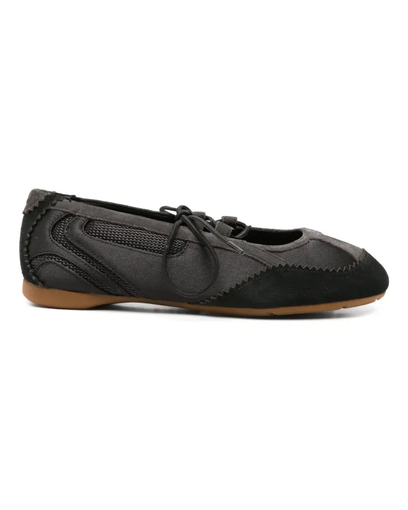 Diesel lace-up panelled ballet flats - Schwarz Schwarz