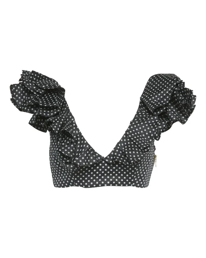 Zimmermann linen polka dot ruffle top - Schwarz Schwarz