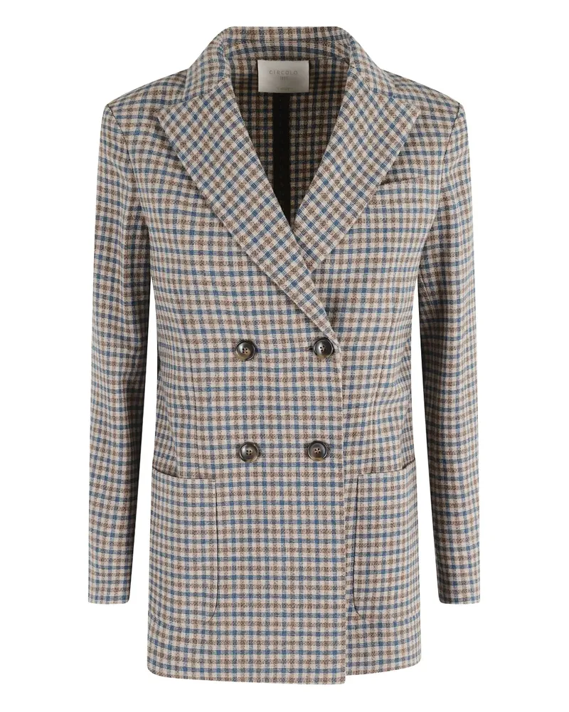 CIRCOLO 1901 gingham-check double-breasted blazer - Braun Braun