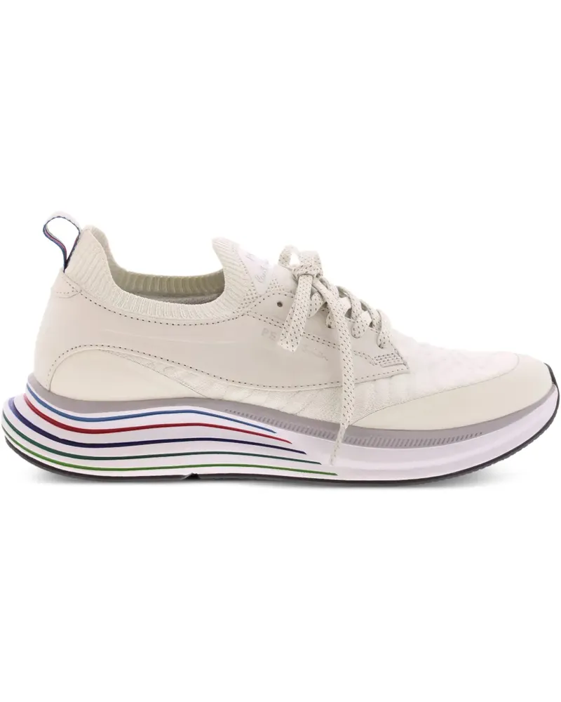 Paul Smith Gestrickte Sneakers mit gestreifter Sohle - Weiß Weiß
