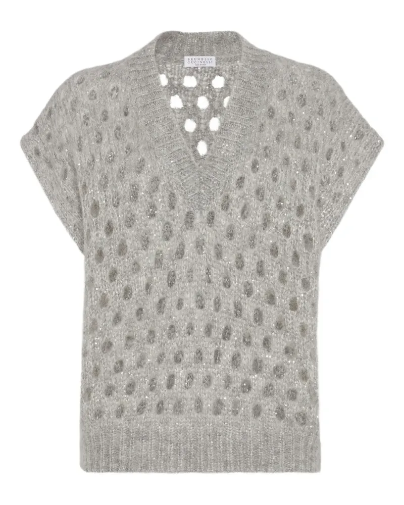 Brunello Cucinelli Pullover mit Lochstrickmuster - Grau Grau