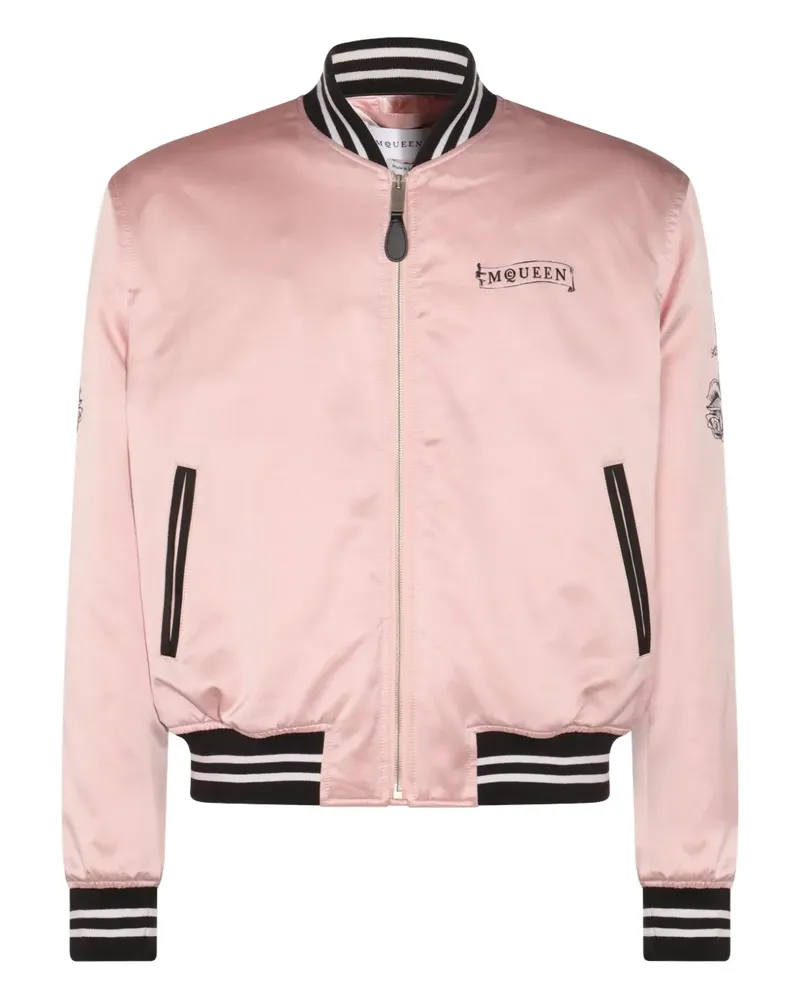 Alexander McQueen Bomberjacke mit Rosenstickerei - Rosa Rosa