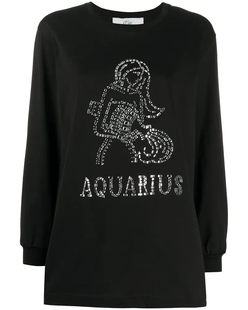 Alberta Ferretti Aquarius' T-Shirt mit Kristallen - Schwarz Schwarz
