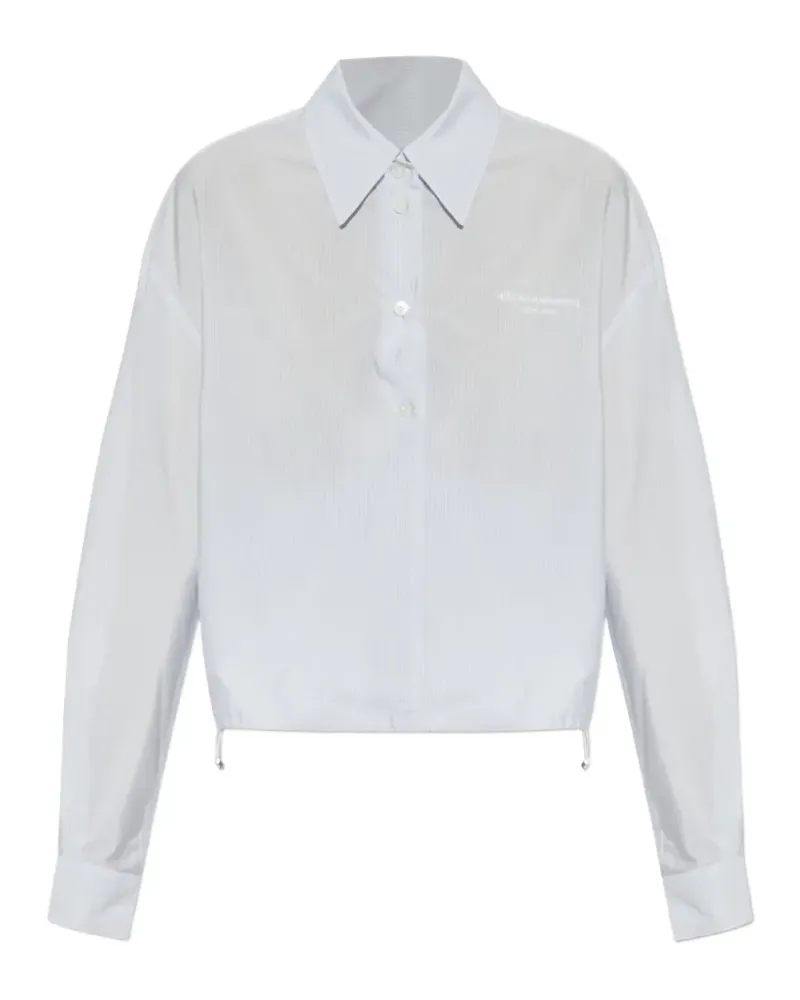 Alexander Wang logo-detail pinstriped blouse - Blau Blau