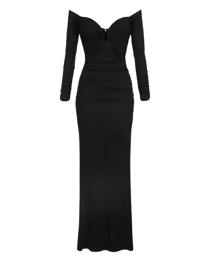 Elisabetta Franchi off-shoulder ruched dress - Schwarz Schwarz