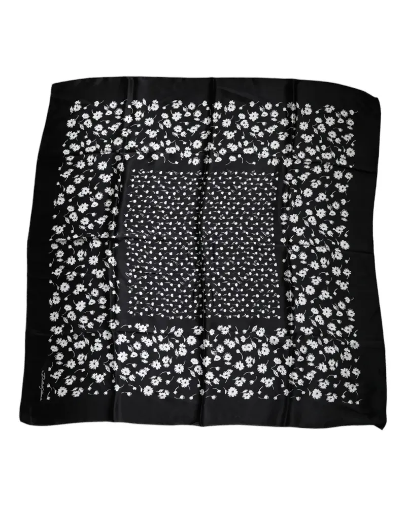 Dolce & Gabbana Seidenschal mit Blumenprint - Schwarz Schwarz