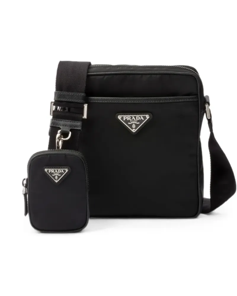 Prada logo-plaque pouch messenger bag - Schwarz Schwarz