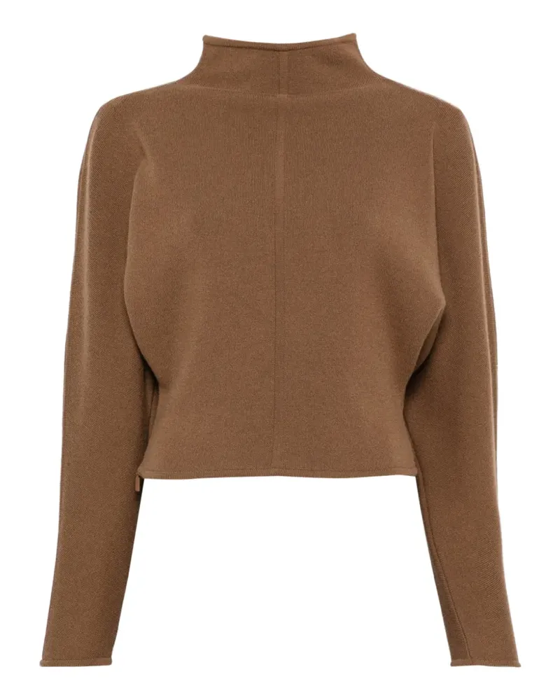 Max Mara Stehkragen-Pullover mit Fledermausärmeln - Braun Braun