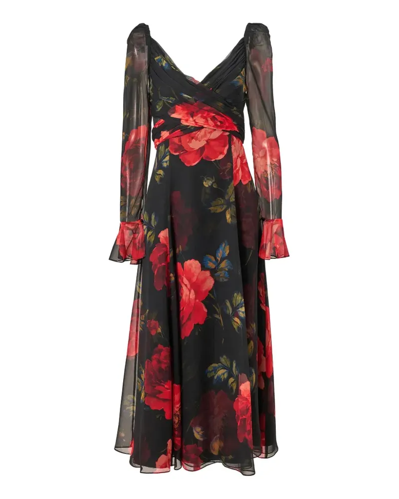 Carolina Herrera New York rose-print silk midi dress - Schwarz Schwarz
