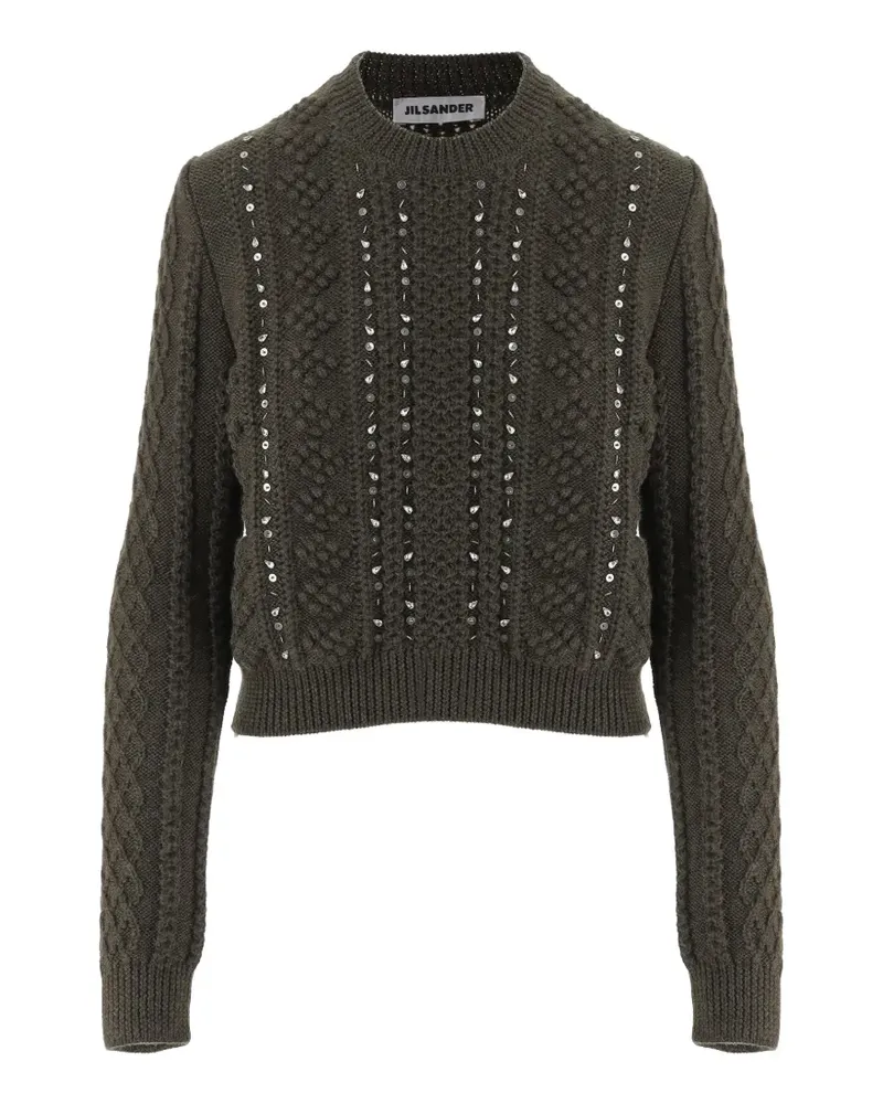 Jil Sander sequin-embellished cable-knit sweater - Grün Grün