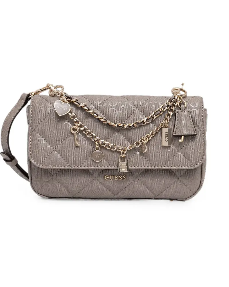 Guess Libby quilted logo-embossed shoulder bag - Nude Nude