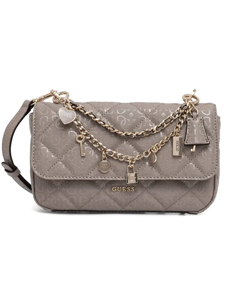 Guess Libby quilted logo-embossed shoulder bag - Nude Nude