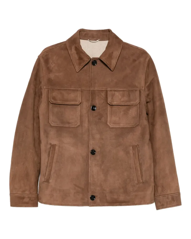 LARDINI button-fastening flap-pocket jacket - Braun Braun