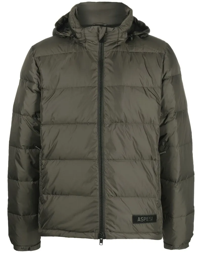 ASPESI Daunenjacke mit Logo-Patch - Grün Grün