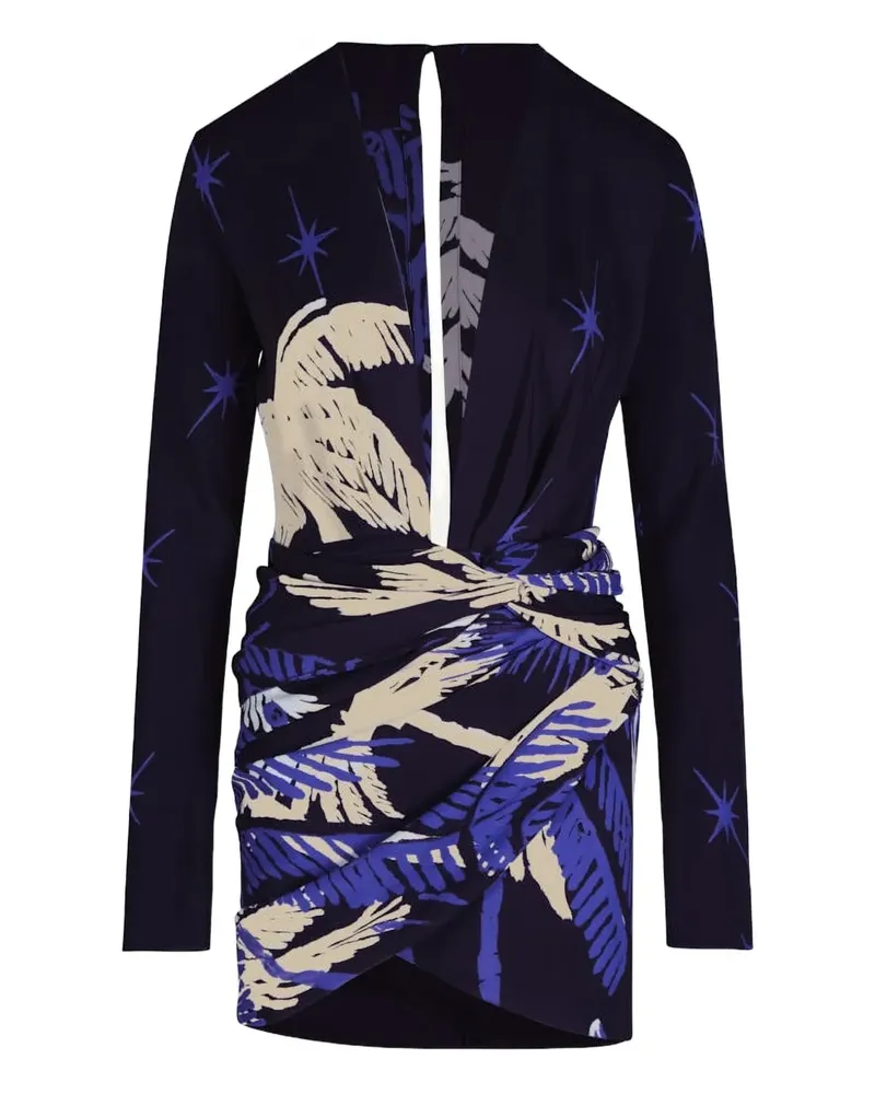 Johanna Ortiz Gangaway long-sleeve printed mini dress - Blau Blau