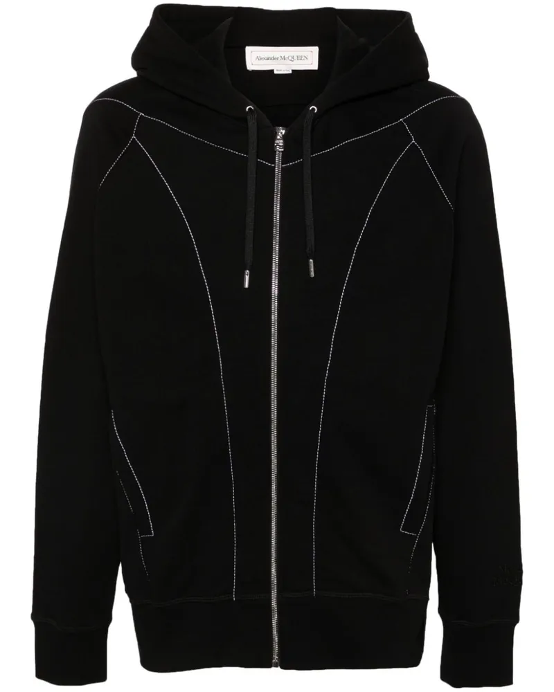 Alexander McQueen Kapuzenjacke mit Kontrastnähten - Schwarz Schwarz